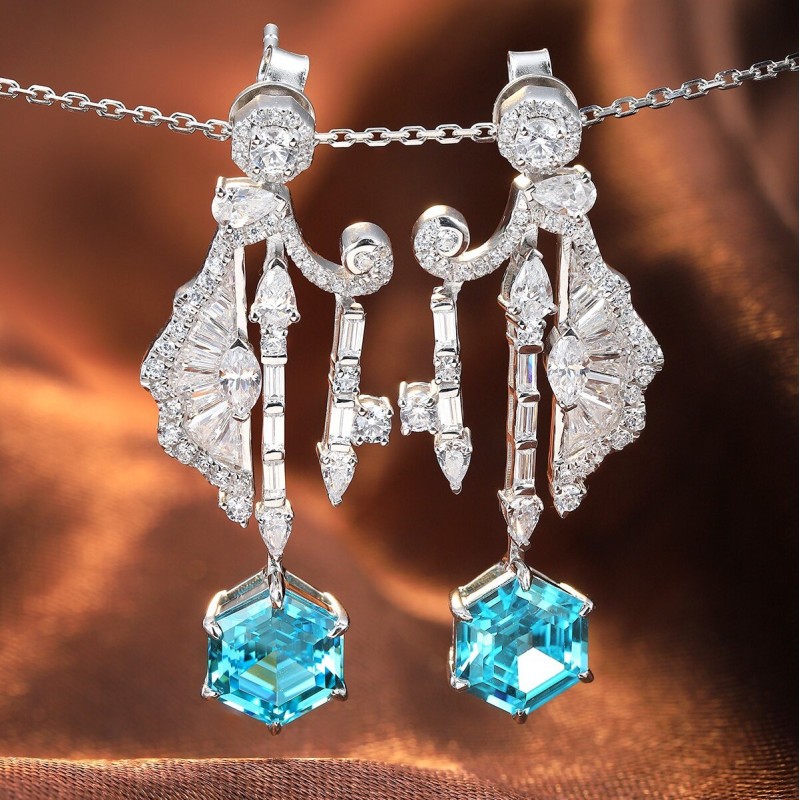 Ruif Jewelry Classic Design S925 Silver 6.67ct Lab Grown Paraiba Sapphire Earrings Gemstone Jewelry Ruif Jewelry Classic Design S925 Silver 6.67ct Lab Grown Paraiba Sapphire Earrings Gemstone Jewelry