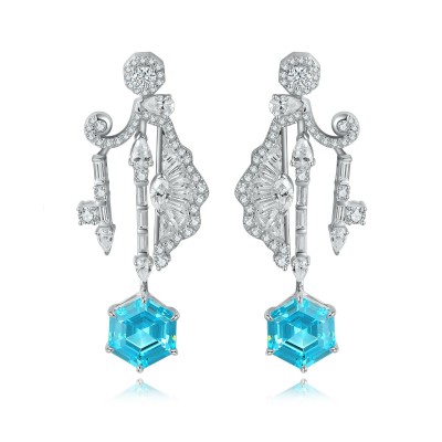Ruif Jewelry Classic Design S925 Silver 6.67ct Lab Grown Paraiba Sapphire Earrings Gemstone Jewelry