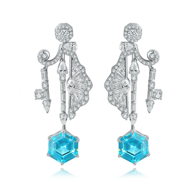 Ruif Jewelry Classic Design S925 Silver 6.67ct Lab Grown Paraiba Sapphire Earrings Gemstone Jewelry Ruif Jewelry Classic Design S925 Silver 6.67ct Lab Grown Paraiba Sapphire Earrings Gemstone Jewelry