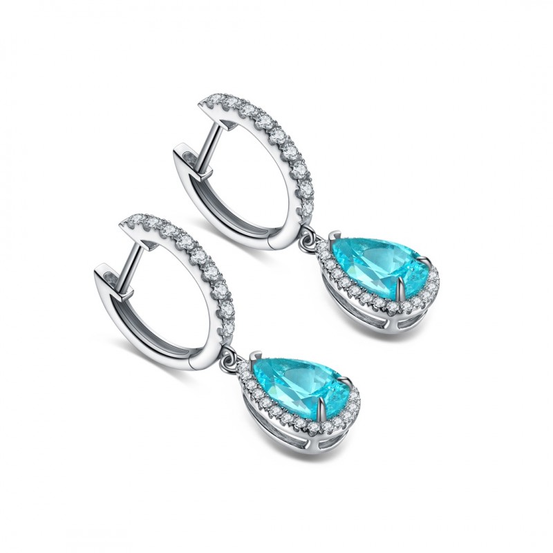 Ruif Jewelry Classic Design S925 Silver 3.08ct Lab Grown Paraiba Sapphire Earrings Gemstone Jewelry