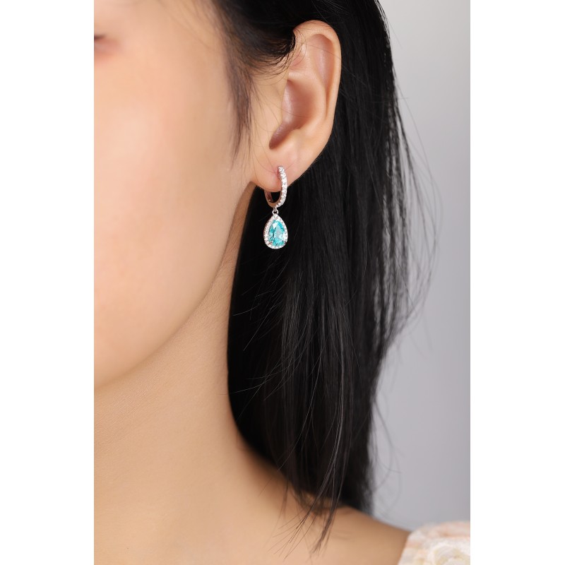 Ruif Jewelry Classic Design S925 Silver 3.08ct Lab Grown Paraiba Sapphire Earrings Gemstone Jewelry