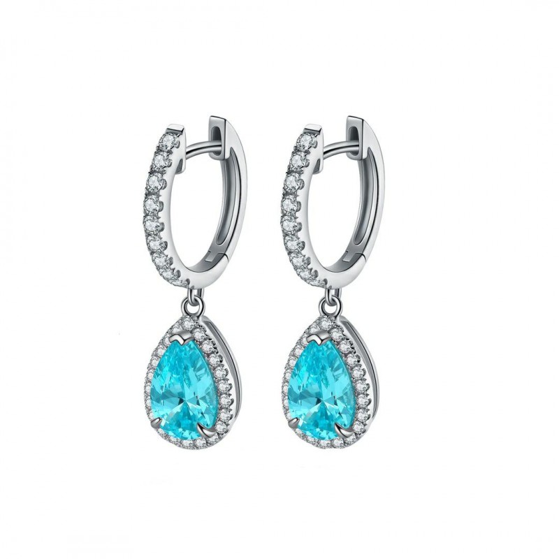 Ruif Jewelry Classic Design S925 Silver 3.08ct Lab Grown Paraiba Sapphire Earrings Gemstone Jewelry