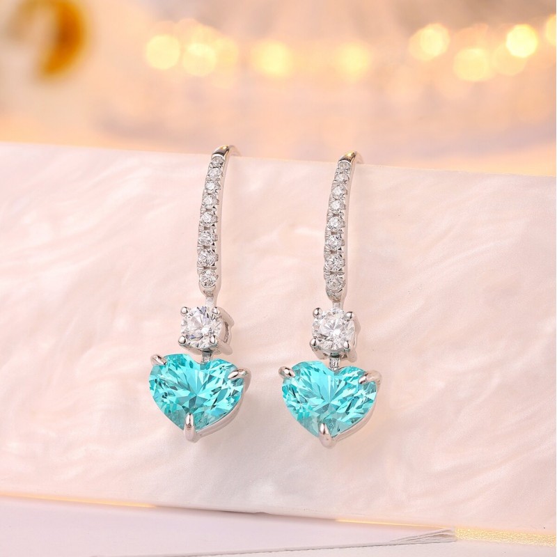 Ruif Jewelry Classic Design S925 Silver 4.5ct Lab Grown Paraiba Sapphire Earrings Gemstone Jewelry Ruif Jewelry Classic Design S925 Silver 4.5ct Lab Grown Paraiba Sapphire Earrings Gemstone Jewelry