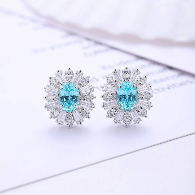Ruif Jewelry Classic Design S925 Silver 2.69ct Lab Grown Paraiba Sapphire Earrings Gemstone Jewelry Ruif Jewelry Classic Design S925 Silver 2.69ct Lab Grown Paraiba Sapphire Earrings Gemstone Jewelry