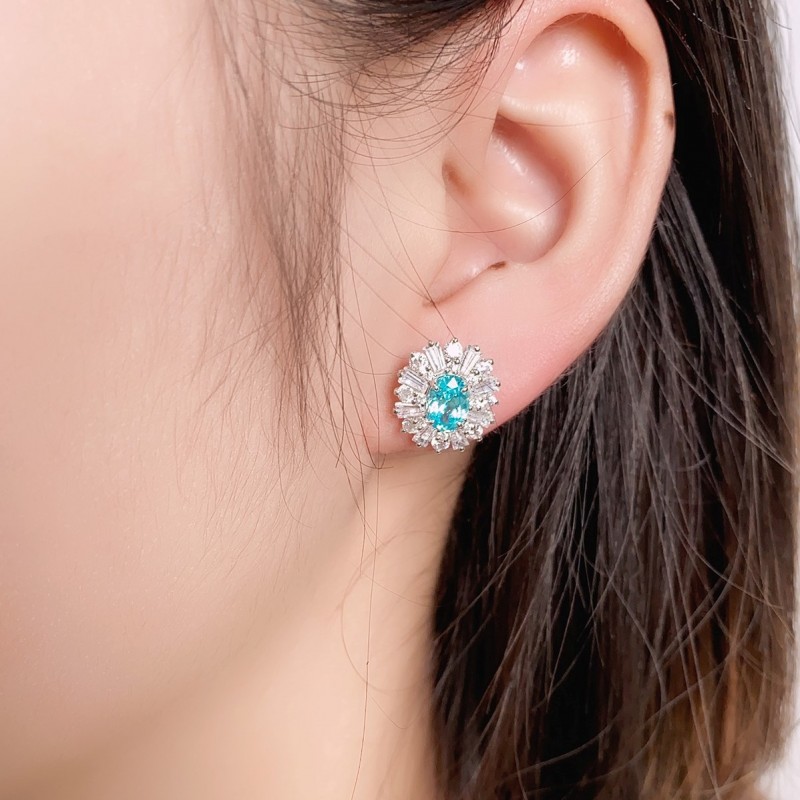 Ruif Jewelry Classic Design S925 Silver 2.69ct Lab Grown Paraiba Sapphire Earrings Gemstone Jewelry Ruif Jewelry Classic Design S925 Silver 2.69ct Lab Grown Paraiba Sapphire Earrings Gemstone Jewelry