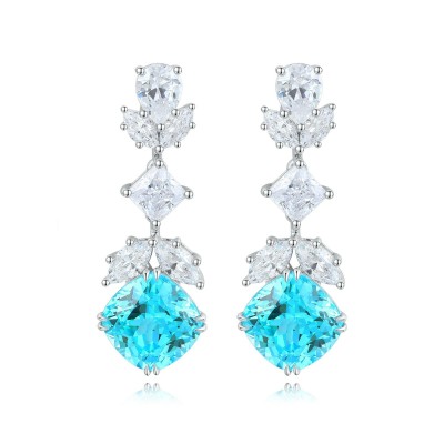Ruif Jewelry Classic Design S925 Silver 11.18ct Lab Grown Paraiba Sapphire Earrings Gemstone Jewelry
