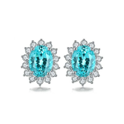 Ruif Jewelry Classic Design S925 Silver 4.14ct Lab Grown Paraiba Sapphire Earrings Gemstone Jewelry