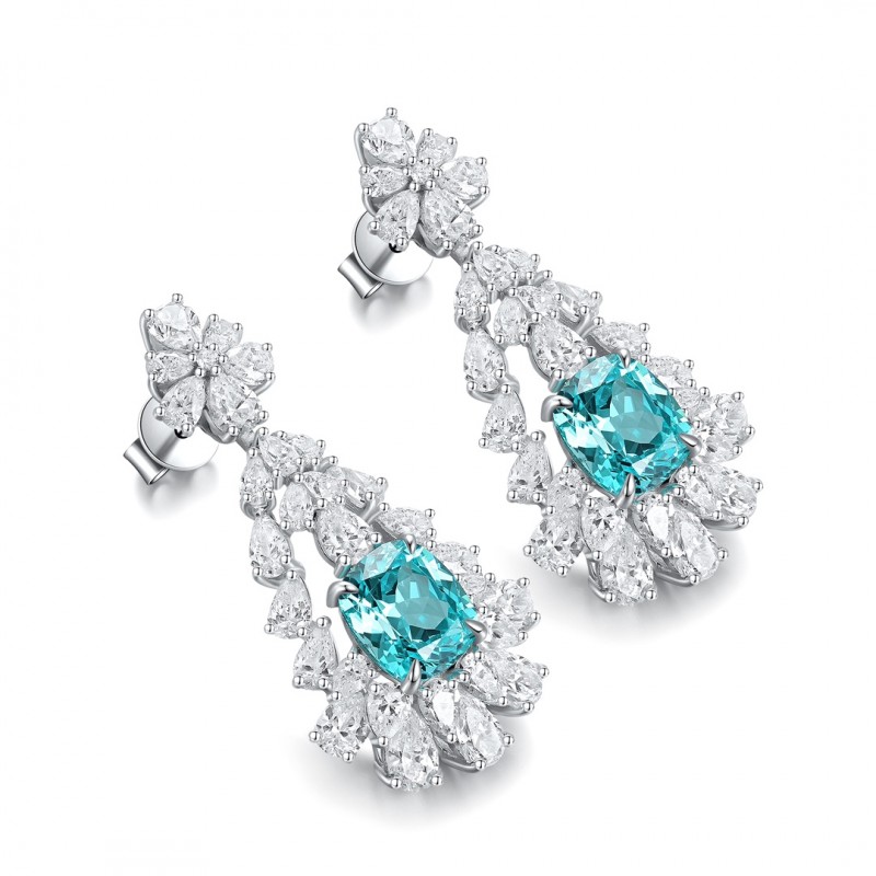 Ruif Jewelry Classic Design S925 Silver 6.628ct Lab Grown Paraiba Sapphire Earrings Gemstone Jewelry Ruif Jewelry Classic Design S925 Silver 6.628ct Lab Grown Paraiba Sapphire Earrings Gemstone Jewelry