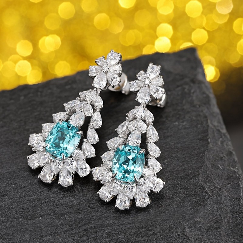 Ruif Jewelry Classic Design S925 Silver 6.628ct Lab Grown Paraiba Sapphire Earrings Gemstone Jewelry Ruif Jewelry Classic Design S925 Silver 6.628ct Lab Grown Paraiba Sapphire Earrings Gemstone Jewelry