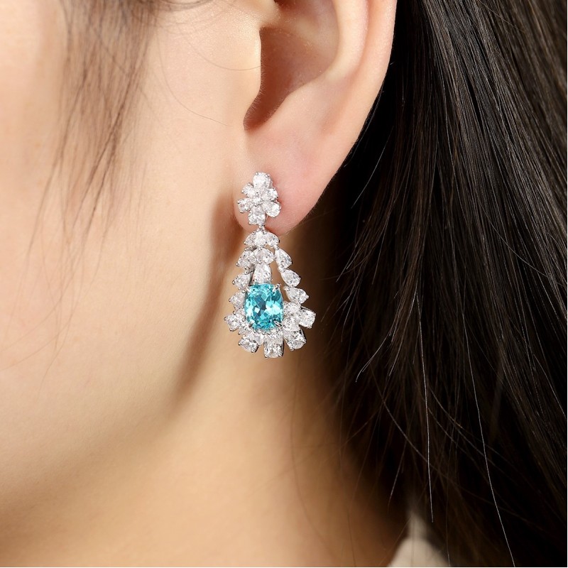 Ruif Jewelry Classic Design S925 Silver 6.628ct Lab Grown Paraiba Sapphire Earrings Gemstone Jewelry Ruif Jewelry Classic Design S925 Silver 6.628ct Lab Grown Paraiba Sapphire Earrings Gemstone Jewelry