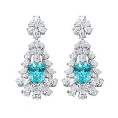 Ruif Jewelry Classic Design S925 Silver 6.628ct Lab Grown Paraiba Sapphire Earrings Gemstone Jewelry