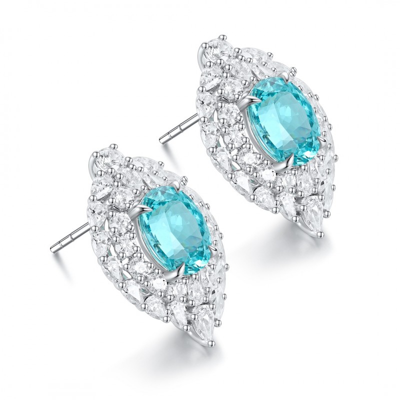 Ruif Jewelry Classic Design S925 Silver 6.35ct Lab Grown Paraiba Sapphire Earrings Gemstone Jewelry Ruif Jewelry Classic Design S925 Silver 6.35ct Lab Grown Paraiba Sapphire Earrings Gemstone Jewelry