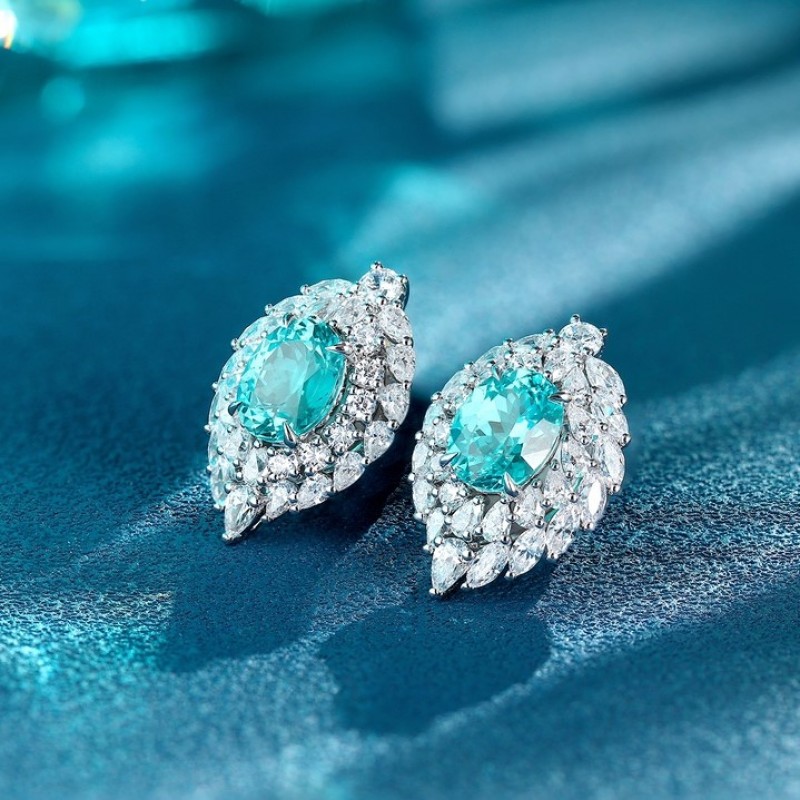 Ruif Jewelry Classic Design S925 Silver 6.35ct Lab Grown Paraiba Sapphire Earrings Gemstone Jewelry Ruif Jewelry Classic Design S925 Silver 6.35ct Lab Grown Paraiba Sapphire Earrings Gemstone Jewelry