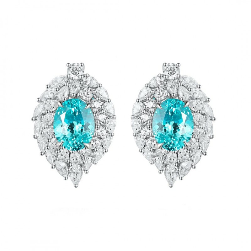 Ruif Jewelry Classic Design S925 Silver 6.35ct Lab Grown Paraiba Sapphire Earrings Gemstone Jewelry Ruif Jewelry Classic Design S925 Silver 6.35ct Lab Grown Paraiba Sapphire Earrings Gemstone Jewelry