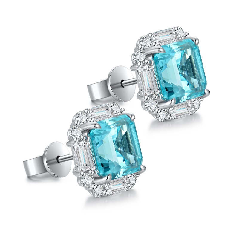 Ruif Jewelry Classic Design S925 Silver 9.18ct Lab Grown Paraiba Sapphire Earrings Gemstone Jewelry Ruif Jewelry Classic Design S925 Silver 9.18ct Lab Grown Paraiba Sapphire Earrings Gemstone Jewelry