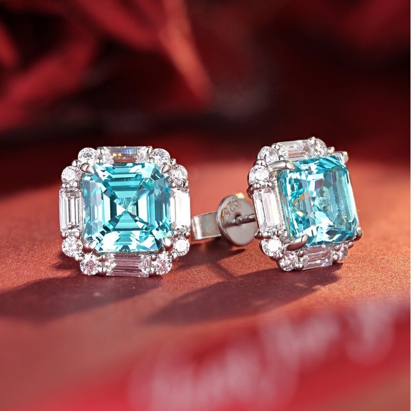 Ruif Jewelry Classic Design S925 Silver 9.18ct Lab Grown Paraiba Sapphire Earrings Gemstone Jewelry Ruif Jewelry Classic Design S925 Silver 9.18ct Lab Grown Paraiba Sapphire Earrings Gemstone Jewelry