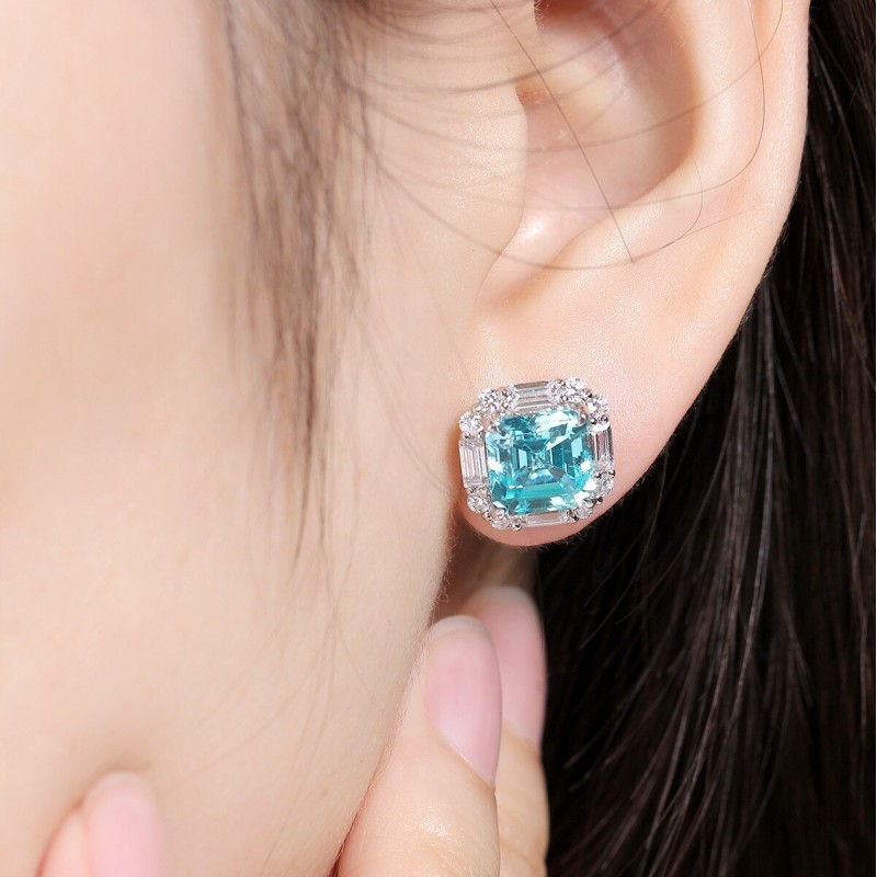 Ruif Jewelry Classic Design S925 Silver 9.18ct Lab Grown Paraiba Sapphire Earrings Gemstone Jewelry Ruif Jewelry Classic Design S925 Silver 9.18ct Lab Grown Paraiba Sapphire Earrings Gemstone Jewelry