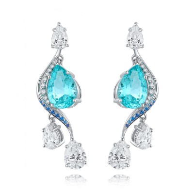 Ruif Jewelry Classic Design S925 Silver 6.23ct Lab Grown Paraiba Earrings Gemstone Jewelry