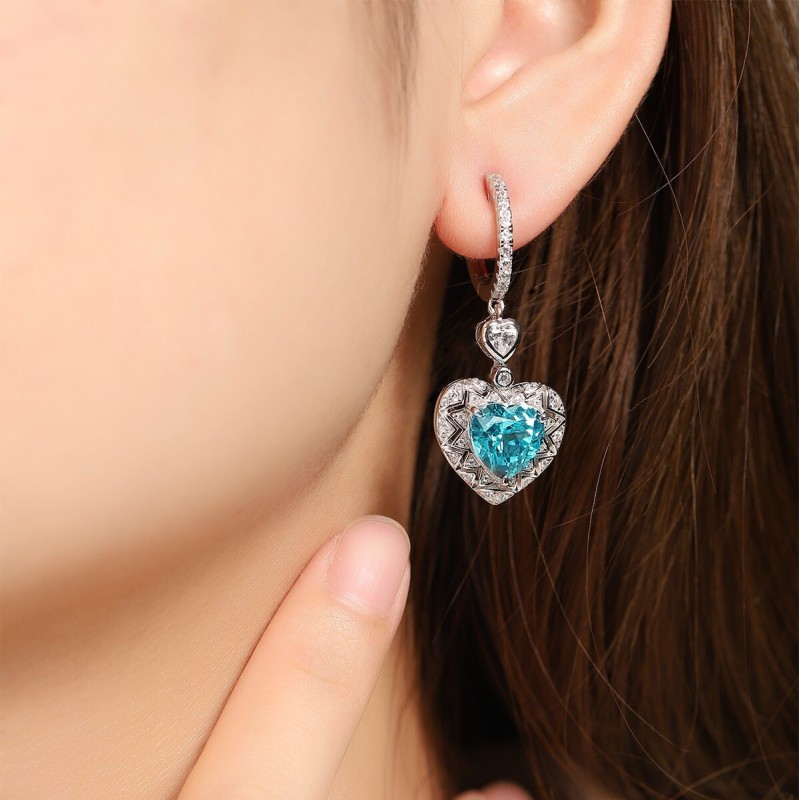Ruif Jewelry Classic Design S925 Silver 9.84ct Lab Grown Paraiba Earrings Gemstone Jewelry Ruif Jewelry Classic Design S925 Silver 9.84ct Lab Grown Paraiba Earrings Gemstone Jewelry