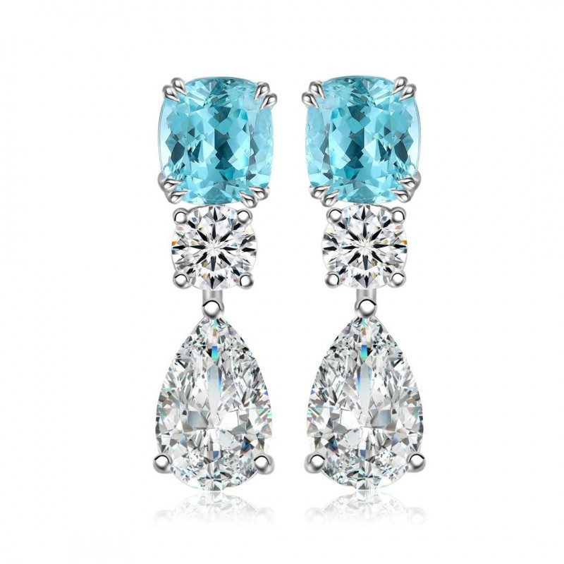 Ruif Jewelry Classic Design S925 Silver 2.51ct Lab Grown Paraiba Sapphire Earrings Gemstone Jewelry Ruif Jewelry Classic Design S925 Silver 2.51ct Lab Grown Paraiba Sapphire Earrings Gemstone Jewelry
