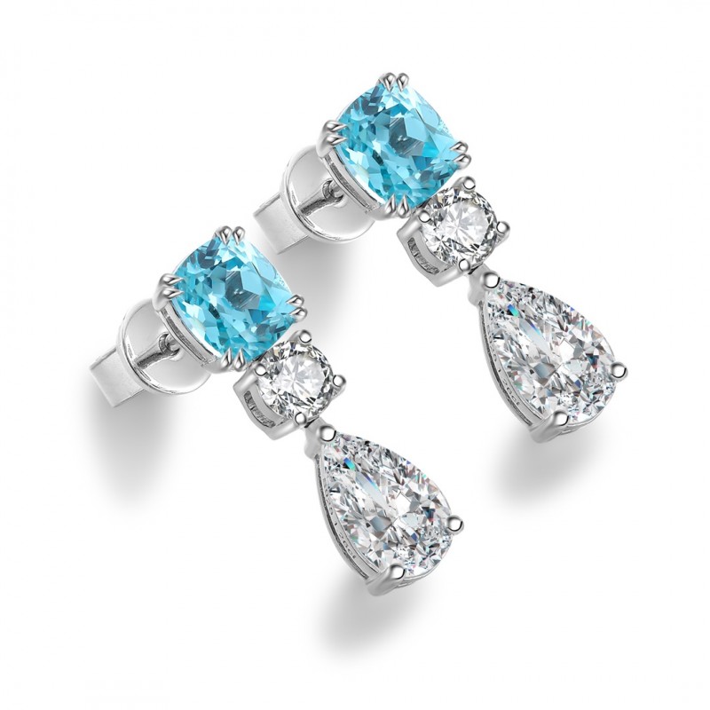 Ruif Jewelry Classic Design S925 Silver 2.51ct Lab Grown Paraiba Sapphire Earrings Gemstone Jewelry Ruif Jewelry Classic Design S925 Silver 2.51ct Lab Grown Paraiba Sapphire Earrings Gemstone Jewelry