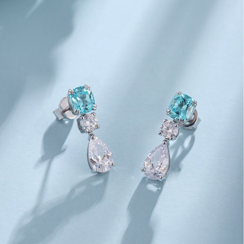 Ruif Jewelry Classic Design S925 Silver 2.51ct Lab Grown Paraiba Sapphire Earrings Gemstone Jewelry Ruif Jewelry Classic Design S925 Silver 2.51ct Lab Grown Paraiba Sapphire Earrings Gemstone Jewelry