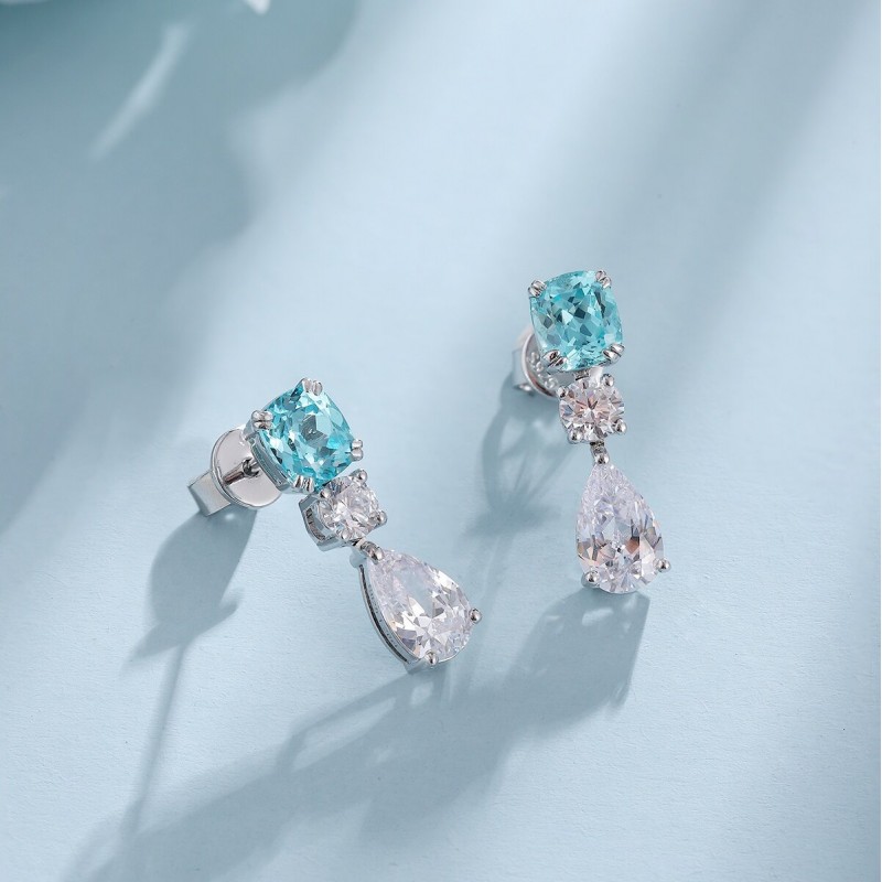 Ruif Jewelry Classic Design S925 Silver 2.51ct Lab Grown Paraiba Sapphire Earrings Gemstone Jewelry Ruif Jewelry Classic Design S925 Silver 2.51ct Lab Grown Paraiba Sapphire Earrings Gemstone Jewelry