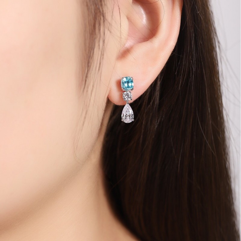 Ruif Jewelry Classic Design S925 Silver 2.51ct Lab Grown Paraiba Sapphire Earrings Gemstone Jewelry Ruif Jewelry Classic Design S925 Silver 2.51ct Lab Grown Paraiba Sapphire Earrings Gemstone Jewelry