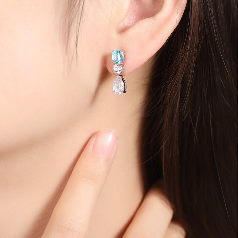 Ruif Jewelry Classic Design S925 Silver 2.51ct Lab Grown Paraiba Sapphire Earrings Gemstone Jewelry Ruif Jewelry Classic Design S925 Silver 2.51ct Lab Grown Paraiba Sapphire Earrings Gemstone Jewelry