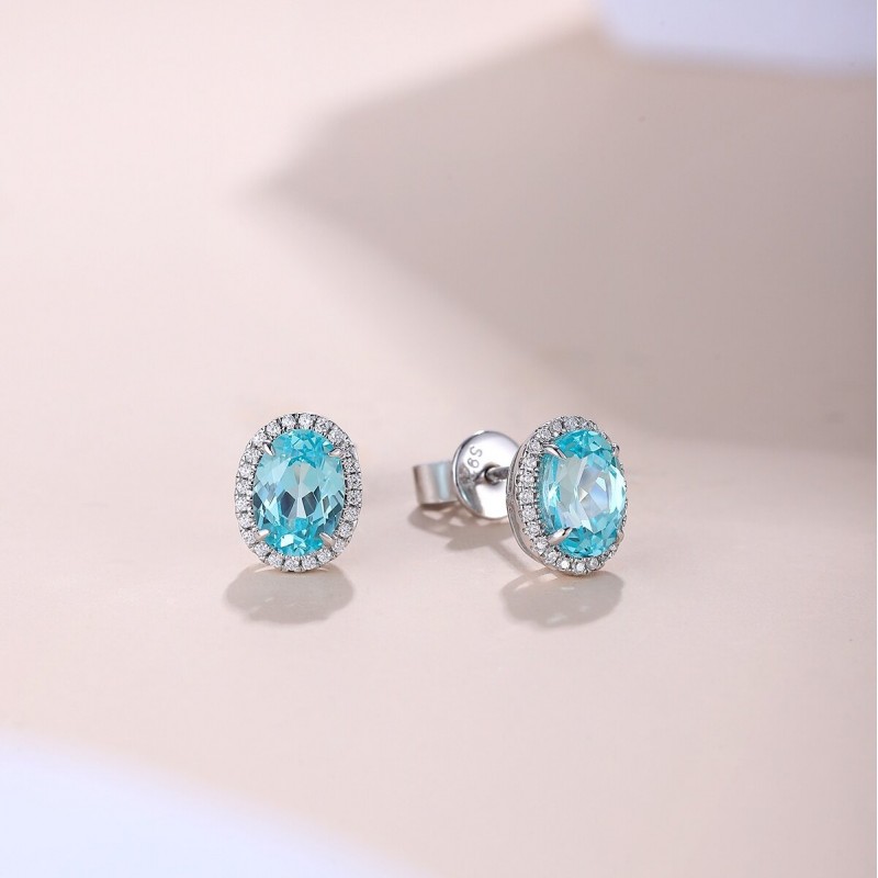 Ruif Jewelry Classic Design S925 Silver 2.9ct Lab Grown Paraiba Sapphire Earrings Gemstone Jewelry Ruif Jewelry Classic Design S925 Silver 2.9ct Lab Grown Paraiba Sapphire Earrings Gemstone Jewelry