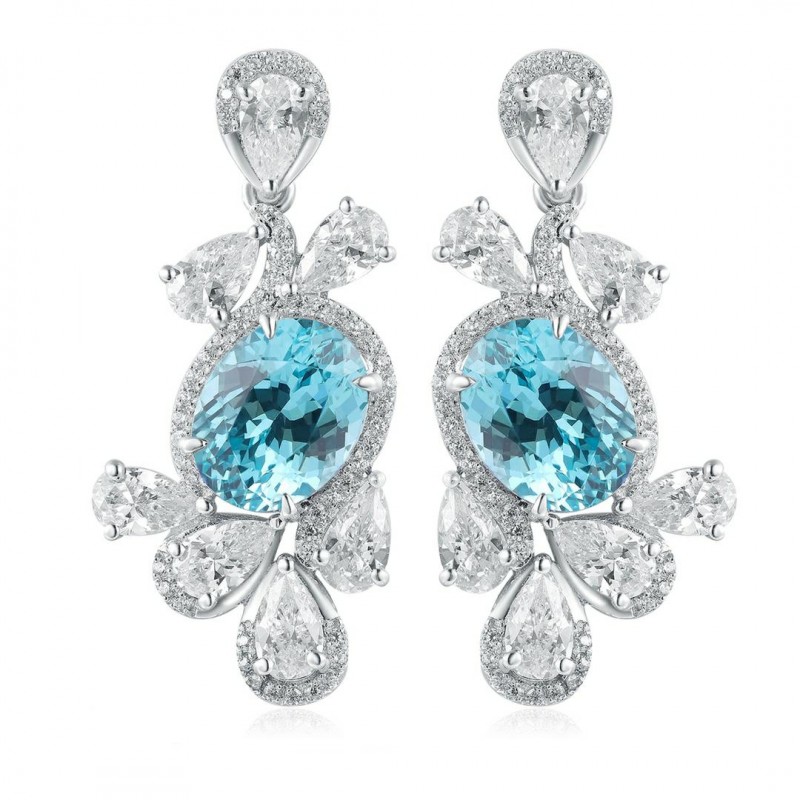 Ruif Jewelry Classic Design S925 Silver 6.85ct Lab Grown Paraiba Sapphire Earrings Gemstone Jewelry Ruif Jewelry Classic Design S925 Silver 6.85ct Lab Grown Paraiba Sapphire Earrings Gemstone Jewelry