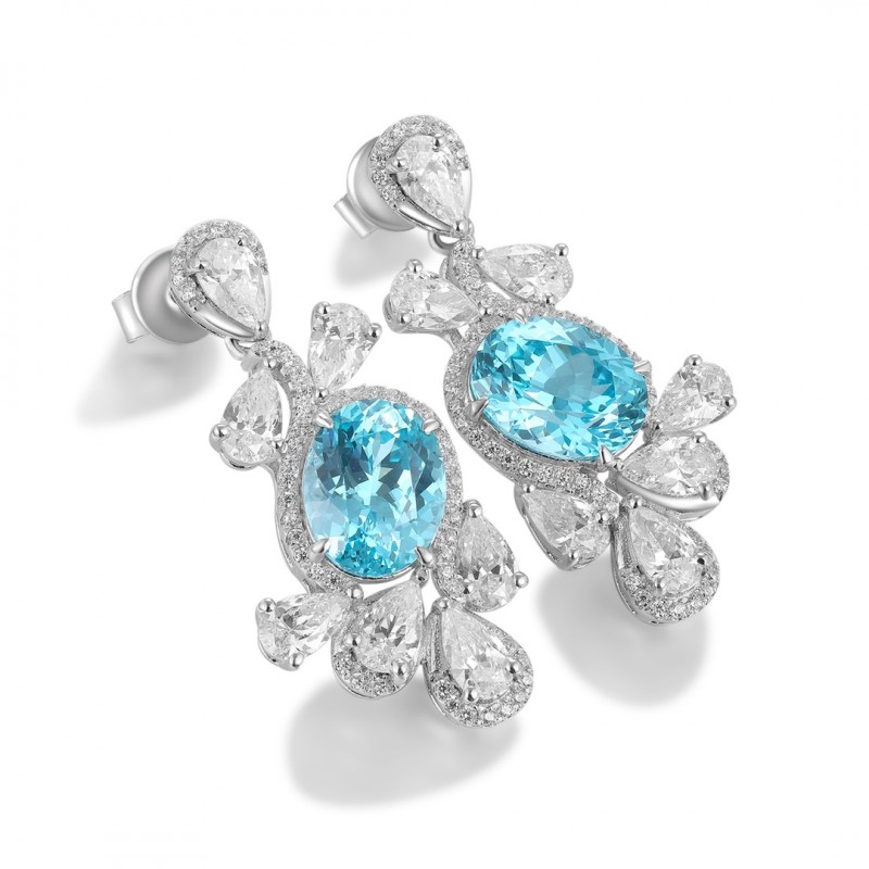 Ruif Jewelry Classic Design S925 Silver 6.85ct Lab Grown Paraiba Sapphire Earrings Gemstone Jewelry Ruif Jewelry Classic Design S925 Silver 6.85ct Lab Grown Paraiba Sapphire Earrings Gemstone Jewelry