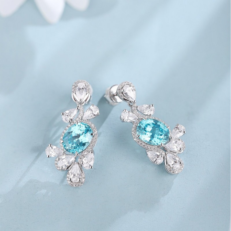 Ruif Jewelry Classic Design S925 Silver 6.85ct Lab Grown Paraiba Sapphire Earrings Gemstone Jewelry Ruif Jewelry Classic Design S925 Silver 6.85ct Lab Grown Paraiba Sapphire Earrings Gemstone Jewelry