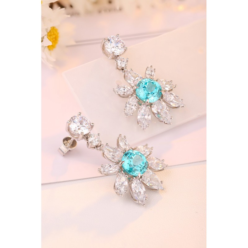 Ruif Jewelry Classic Design S925 Silver 6.6ct Lab Grown Paraiba Sapphire Earrings Gemstone Jewelry Ruif Jewelry Classic Design S925 Silver 6.6ct Lab Grown Paraiba Sapphire Earrings Gemstone Jewelry