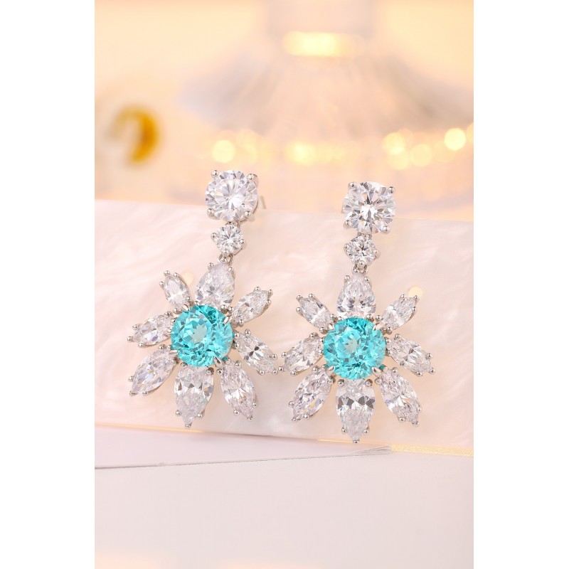 Ruif Jewelry Classic Design S925 Silver 6.6ct Lab Grown Paraiba Sapphire Earrings Gemstone Jewelry Ruif Jewelry Classic Design S925 Silver 6.6ct Lab Grown Paraiba Sapphire Earrings Gemstone Jewelry