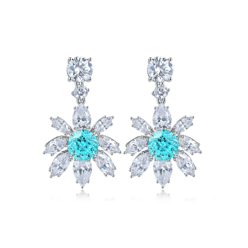 Ruif Jewelry Classic Design S925 Silver 6.6ct Lab Grown Paraiba Sapphire Earrings Gemstone Jewelry Ruif Jewelry Classic Design S925 Silver 6.6ct Lab Grown Paraiba Sapphire Earrings Gemstone Jewelry