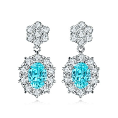 Ruif Jewelry Classic Design S925 Silver 2.658ct Lab Grown Paraiba Sapphire Earrings Gemstone Jewelry