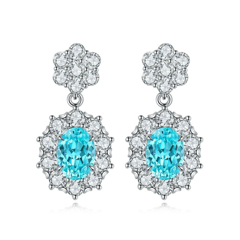 Ruif Jewelry Classic Design S925 Silver 2.658ct Lab Grown Paraiba Sapphire Earrings Gemstone Jewelry