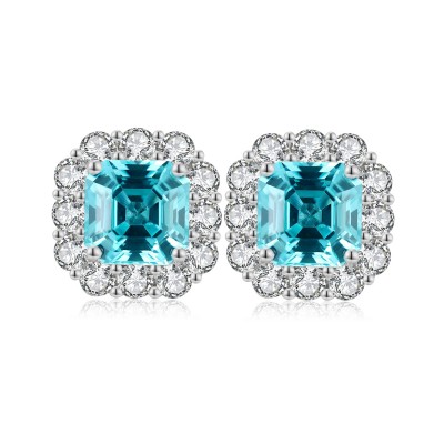 Ruif Jewelry Classic Design S925 Silver 9.18ct Lab Grown Paraiba Lab Grown Sapphire Earrings Gemstone Jewelry