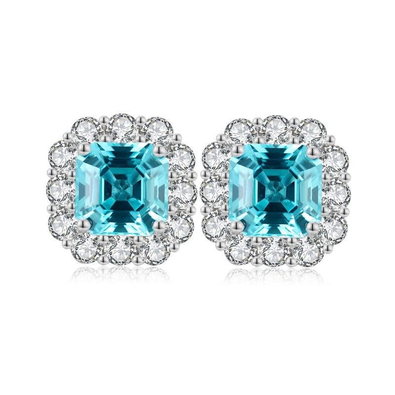 Ruif Jewelry Classic Design S925 Silver 5.68ct Lab Grown Paraiba Lab Grown Sapphire Earrings Gemstone Jewelry Ruif Jewelry Classic Design S925 Silver 5.68ct Lab Grown Paraiba Lab Grown Sapphire Earrings Gemstone Jewelry