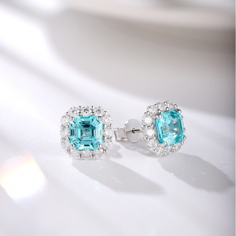 Ruif Jewelry Classic Design S925 Silver 5.68ct Lab Grown Paraiba Lab Grown Sapphire Earrings Gemstone Jewelry Ruif Jewelry Classic Design S925 Silver 5.68ct Lab Grown Paraiba Lab Grown Sapphire Earrings Gemstone Jewelry