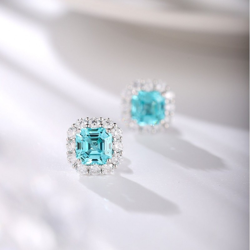 Ruif Jewelry Classic Design S925 Silver 5.68ct Lab Grown Paraiba Lab Grown Sapphire Earrings Gemstone Jewelry Ruif Jewelry Classic Design S925 Silver 5.68ct Lab Grown Paraiba Lab Grown Sapphire Earrings Gemstone Jewelry