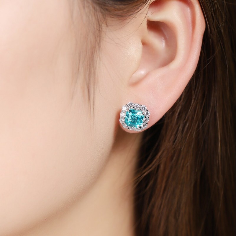 Ruif Jewelry Classic Design S925 Silver 5.68ct Lab Grown Paraiba Lab Grown Sapphire Earrings Gemstone Jewelry Ruif Jewelry Classic Design S925 Silver 5.68ct Lab Grown Paraiba Lab Grown Sapphire Earrings Gemstone Jewelry