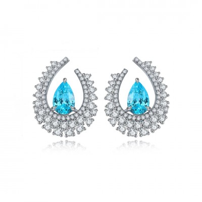 Ruif Jewelry Classic Design S925 Silver 3.88ct Lab Grown Paraiba Earrings Sapphire Earrings Gemstone Jewelry