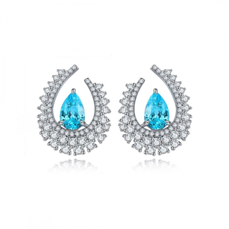 Ruif Jewelry Classic Design S925 Silver 3.88ct Lab Grown Paraiba Earrings Sapphire Earrings Gemstone Jewelry Ruif Jewelry Classic Design S925 Silver 3.88ct Lab Grown Paraiba Earrings Sapphire Earrings Gemstone Jewelry