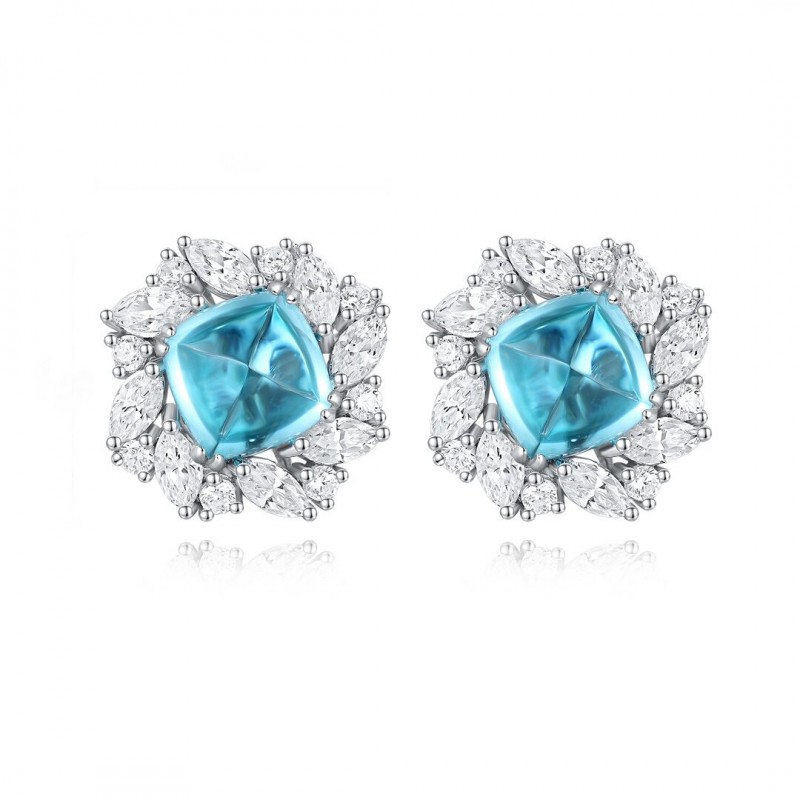 Ruif Jewelry Classic Design S925 Silver 7.01ct Lab Grown Paraiba Sapphire Earrings Gemstone Jewelry Ruif Jewelry Classic Design S925 Silver 7.01ct Lab Grown Paraiba Sapphire Earrings Gemstone Jewelry