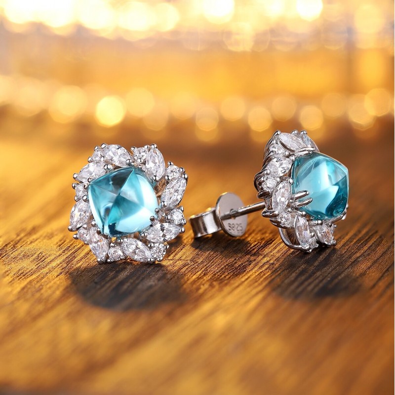 Ruif Jewelry Classic Design S925 Silver 7.01ct Lab Grown Paraiba Sapphire Earrings Gemstone Jewelry Ruif Jewelry Classic Design S925 Silver 7.01ct Lab Grown Paraiba Sapphire Earrings Gemstone Jewelry