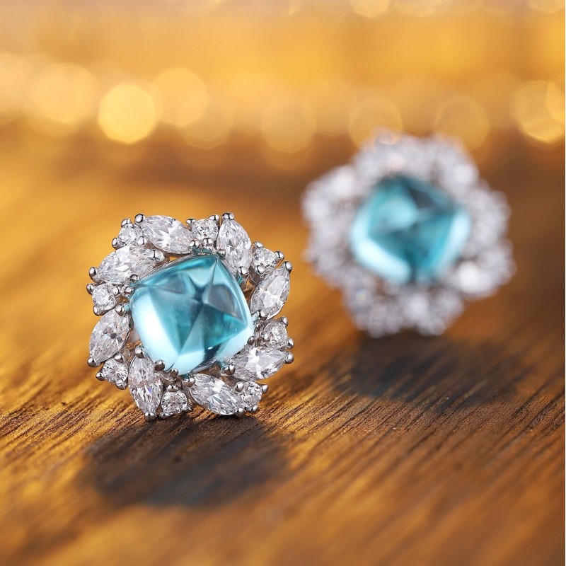 Ruif Jewelry Classic Design S925 Silver 7.01ct Lab Grown Paraiba Sapphire Earrings Gemstone Jewelry Ruif Jewelry Classic Design S925 Silver 7.01ct Lab Grown Paraiba Sapphire Earrings Gemstone Jewelry