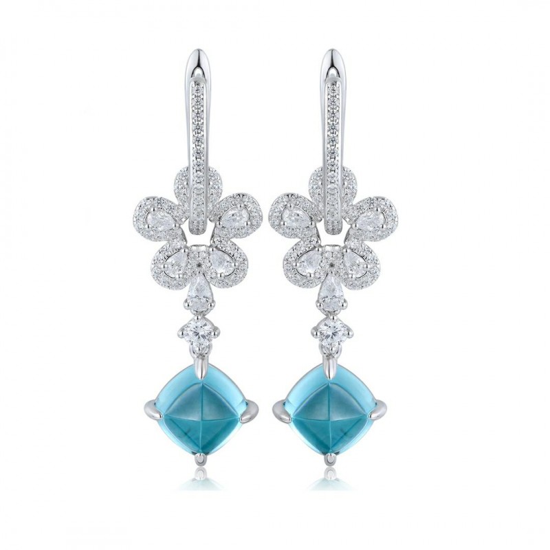 Ruif Jewelry Classic Design S925 Silver 11.48ct Lab Grown Paraiba Sapphire Earrings Gemstone Jewelry Ruif Jewelry Classic Design S925 Silver 11.48ct Lab Grown Paraiba Sapphire Earrings Gemstone Jewelry