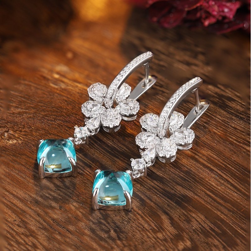 Ruif Jewelry Classic Design S925 Silver 11.48ct Lab Grown Paraiba Sapphire Earrings Gemstone Jewelry Ruif Jewelry Classic Design S925 Silver 11.48ct Lab Grown Paraiba Sapphire Earrings Gemstone Jewelry